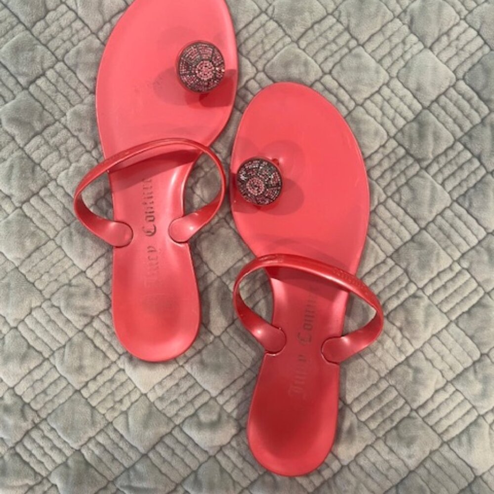 Juicy Couture Hot Pink One Toe PVC Flip Flop Jelly Sandals Size 8